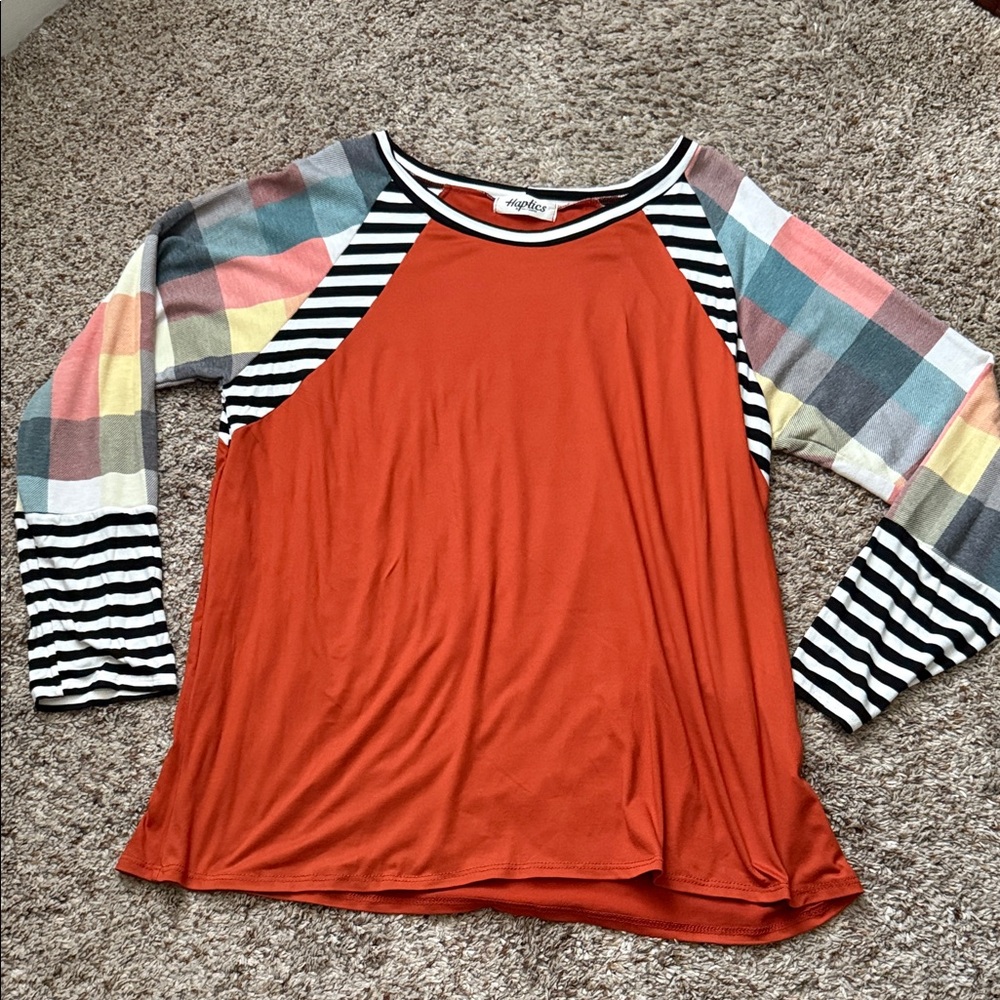 Colorful Striped Raglan Sleeve Blouse